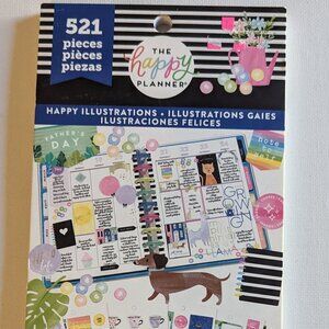 NWT 'Happy Illustrations' 521 pcs Happy Planner Classic Sticker Book Home NEW